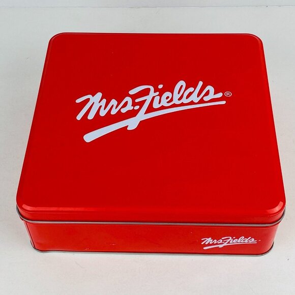Mrs Fields Cookie Square Tin With Lid Container Advertising Collectible Item - Picture 2 of 8